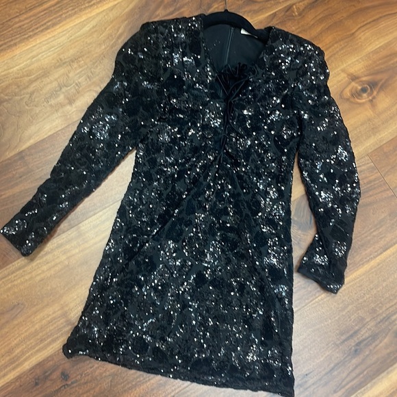 Danielle Carlotta size 38 sequined black dress - Picture 2 of 4